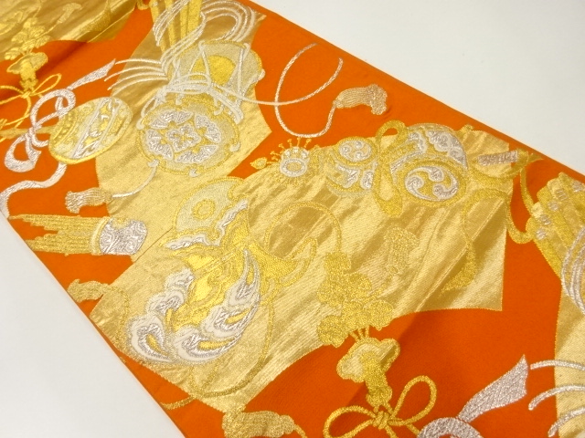 JAPANESE KIMONO / ANTIQUE FUKURO OBI / SILK / WOVEN DRUM